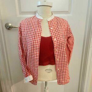 Vintage 60s Gingham Blouse Size Small